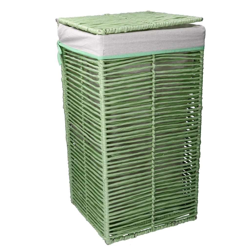 Cesto Portabiancheria paper hilary verde chiaro quadro pieghevole cm 31x31xh60