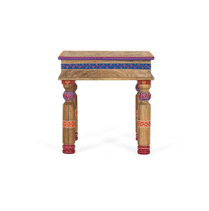 Tavolino in legno di mango con dettagli dipinti a mano
