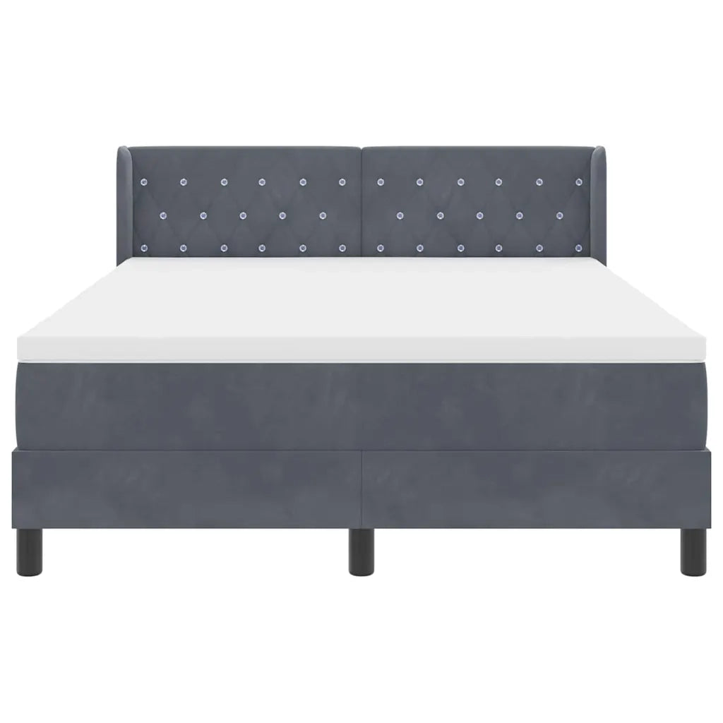 Letto a molle con testiera Grigio scuro 190 x 140 cm Poliestere