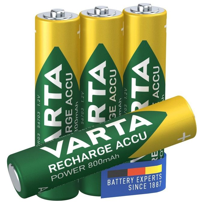 Varta Recharge Accu Power AAA 800 mAh Blister da 4 (Batteria NiMH Accu Precaricata, Micro, ricaricabile, pronta all'uso)
