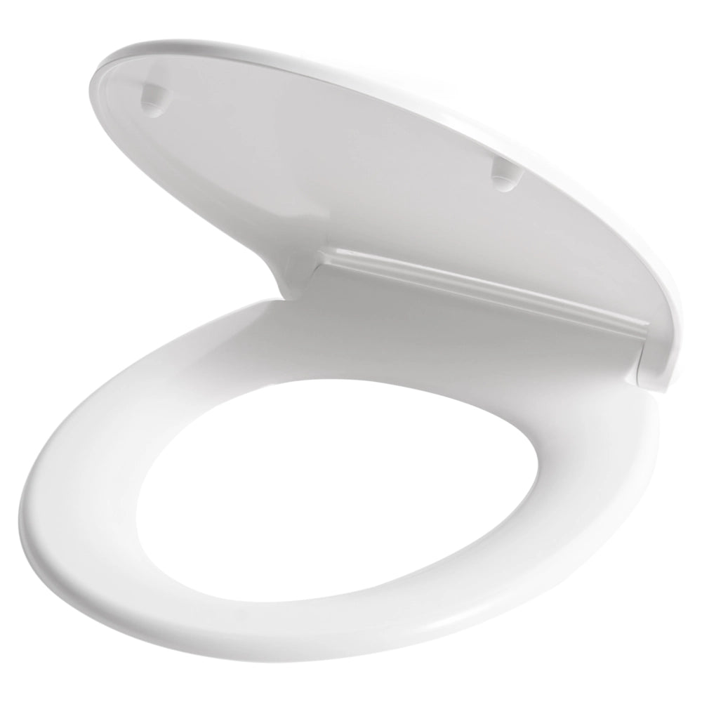Sedile per wc Duroplast bianco 45 x 37 cm Distanza tra i fori 16 cm Chiusura morbida a sgancio rapido Stile minimalista wc bagno