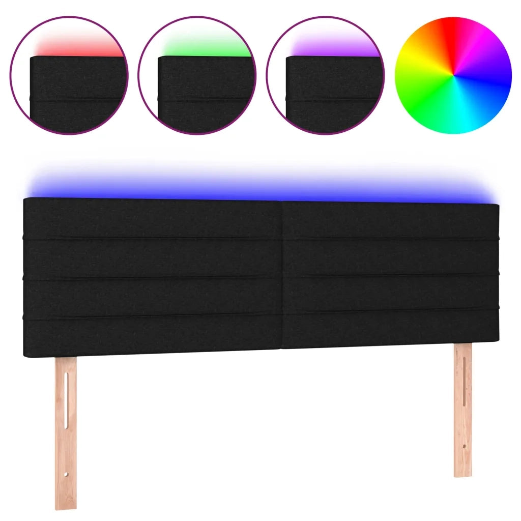 Testiera | Testata a LED Nera 144x5x78/88 cm in Tessuto