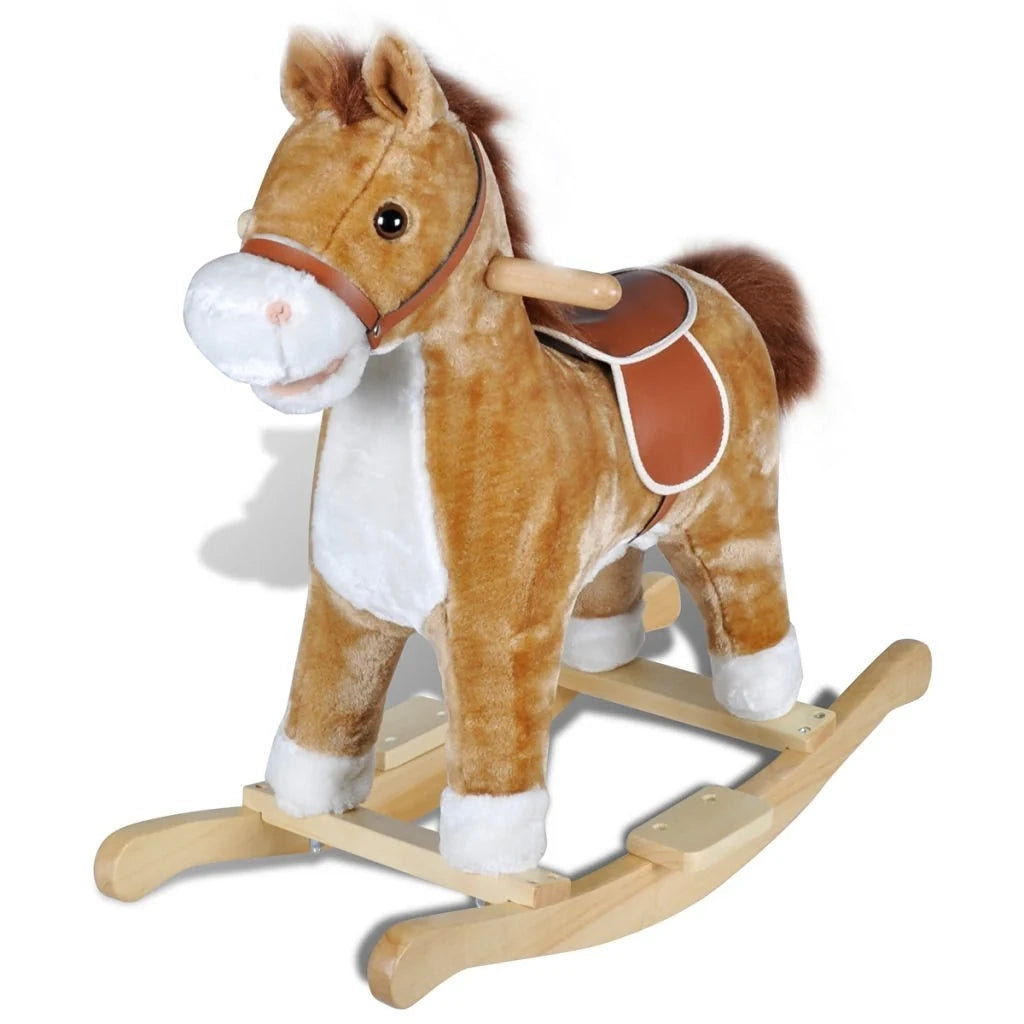 Sedia a dondolo/poltrona giocattolo per bambini tessuto marrone 0102022/2