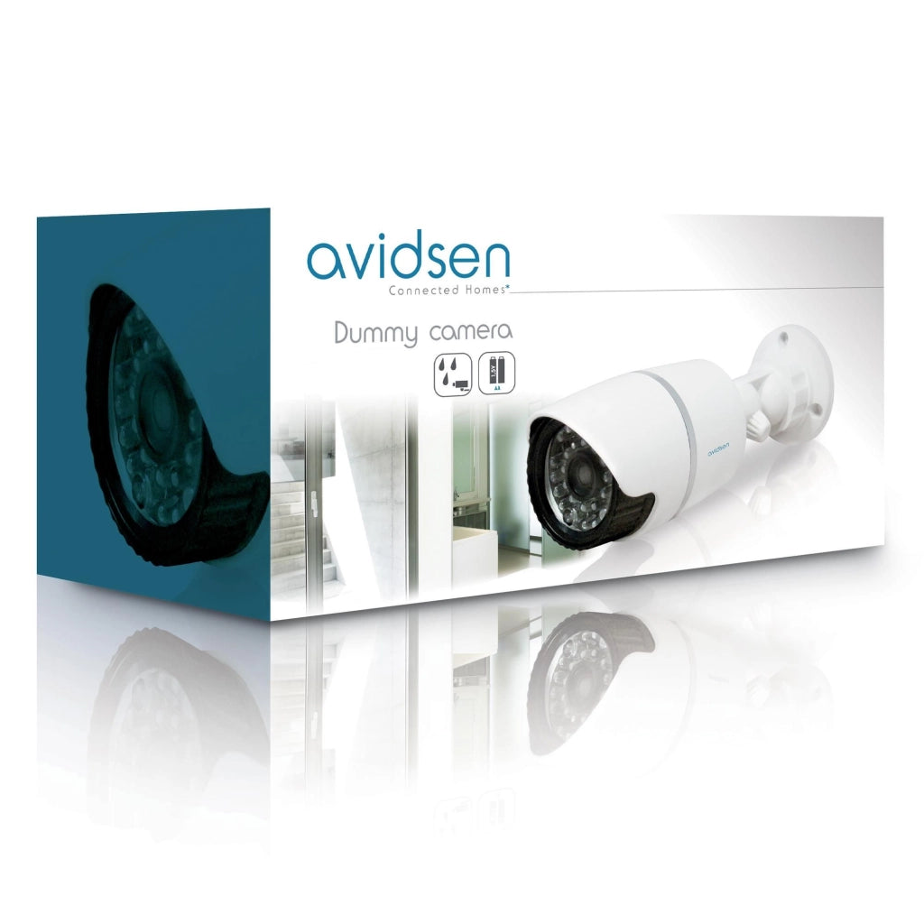 Avidsen 123043 Telecamera Finta Bullet per Interno ed Esterno LED Lampeggiante Snodo Regolabile 180° colore Bianco