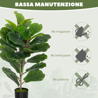 Pianta Artificiale Ficus Lyrata Alta 80 cm per Interni con Vaso in PEVA Verde