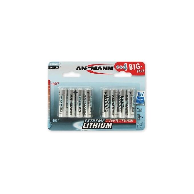 Ansmann 4+4 Lithium AA Batteria monouso Stilo AA Litio