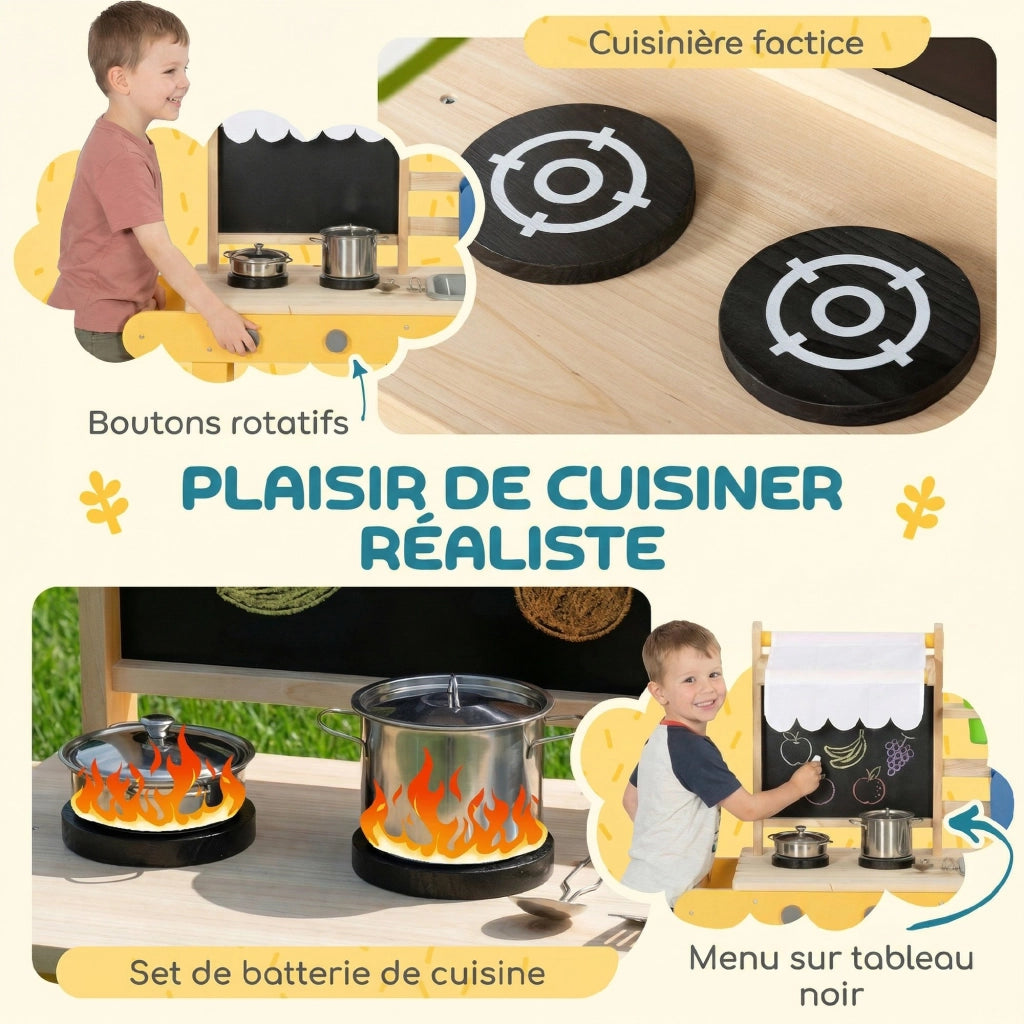 Cucina bambini in legno con ruote ¨C zephmum ¨C giallo