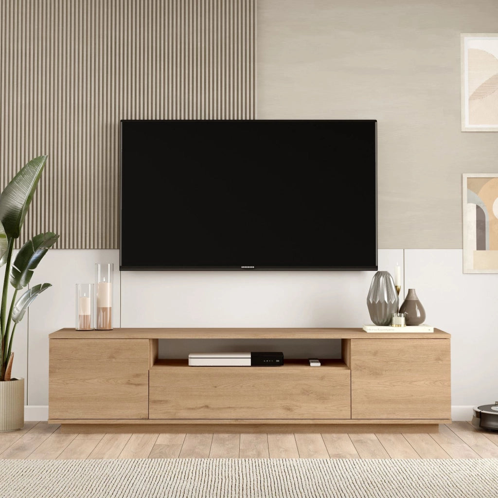 Porta TV in legno "Rowen" - 180 x 44 x 44 cm - Marrone