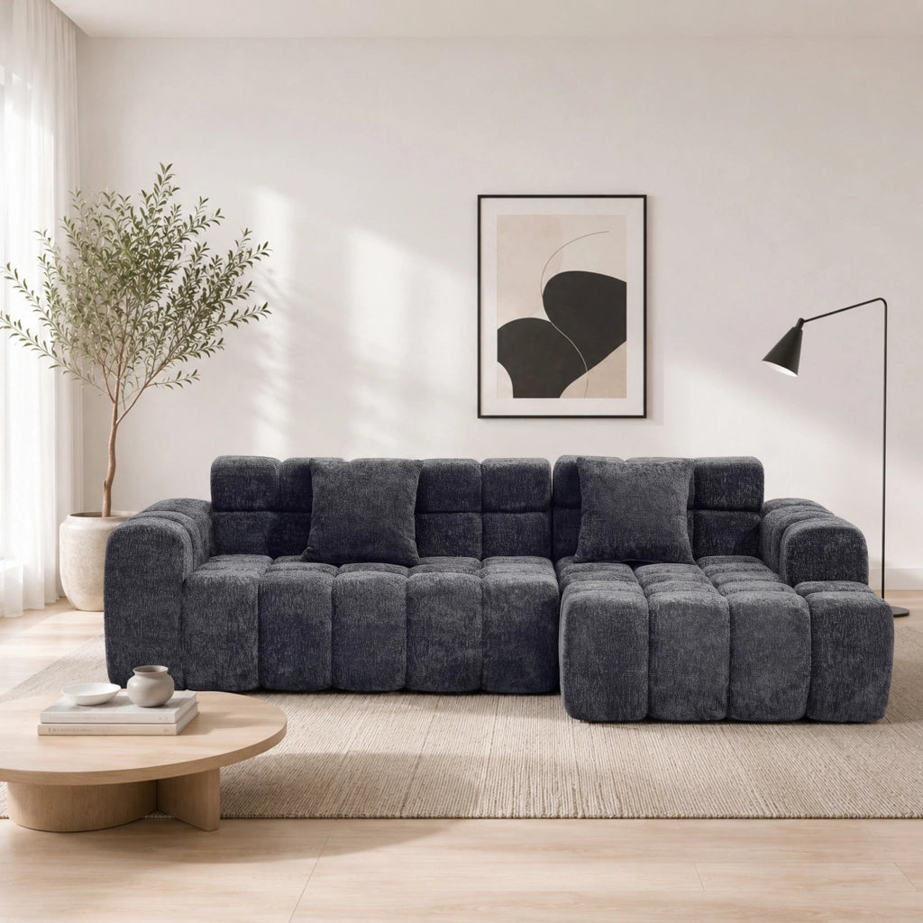 DIVANO Modulare 249,94 cm in Velluto Grigio Antracite