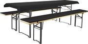 Set di cuscini per bancone adatto per tavoli e divani standard, 2 cuscini imbottiti, ciascuno ca. 220 x 25 x 1,6 cm e 1 tovaglia da tavolo da 240 x 70 cm, colore nero uniforme