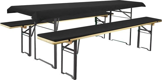 Set di cuscini per bancone adatto per tavoli e divani standard, 2 cuscini imbottiti, ciascuno ca. 220 x 25 x 1,6 cm e 1 tovaglia da tavolo da 240 x 70 cm, colore nero uniforme