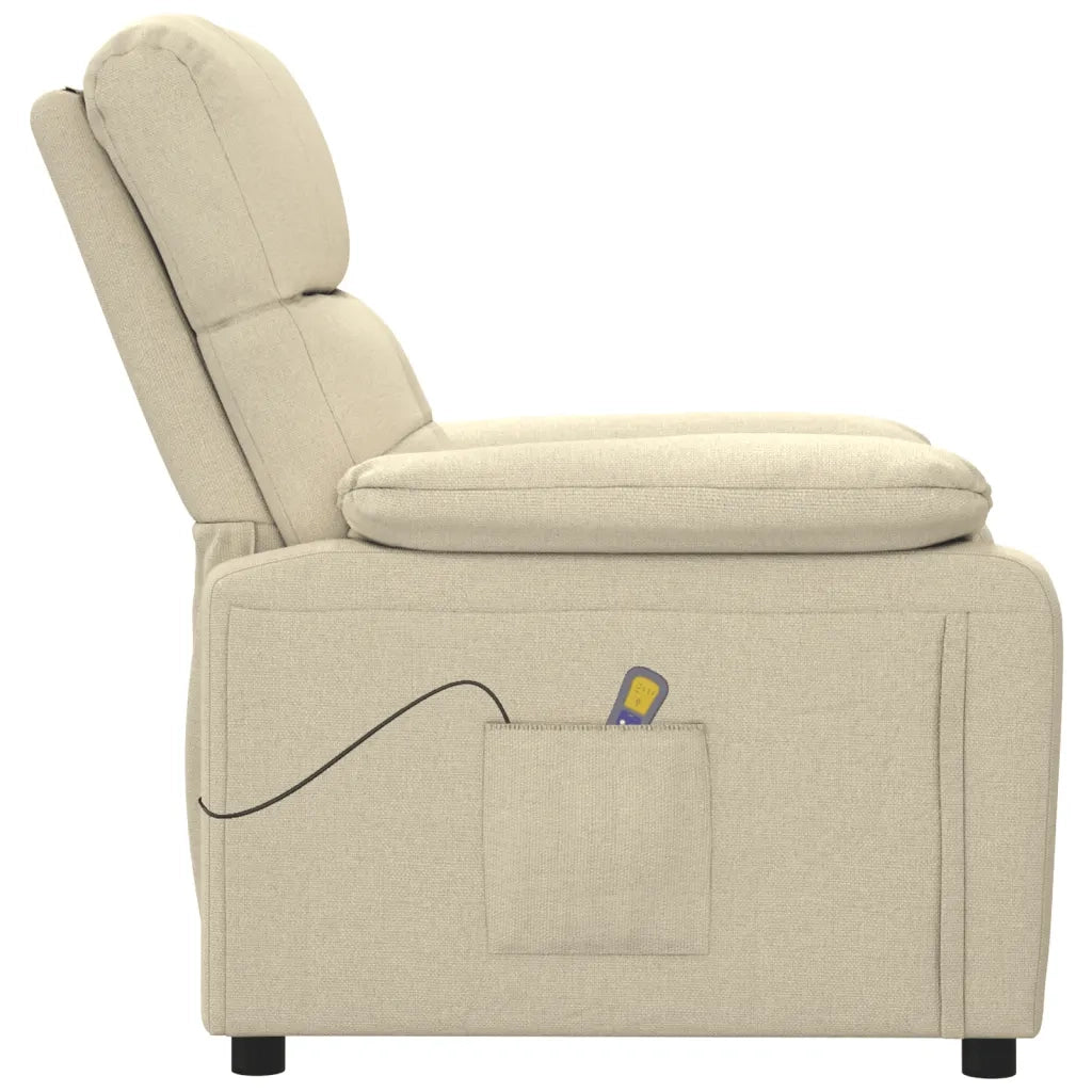 Poltrona Massaggiante Reclinabile Crema in Tessuto cod mxl 32379