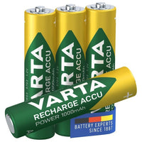 Varta Recharge Accu Power AAA 1000 mAh Blister da 4 (Batteria NiMH Accu Precaricata, Micro, ricaricabile, pronta all'uso)
