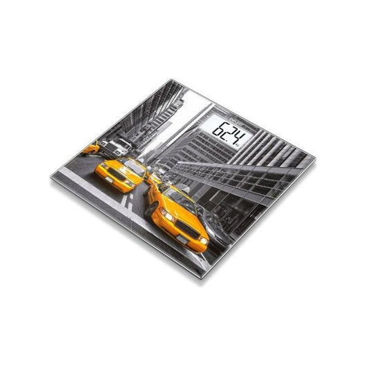 Beurer GS 203 Bilancia in Vetro con Stampa New York, display bianco, lcd