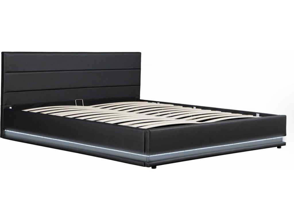Letto LED con contenitore "Anastasia" - 160 x 200 cm - Nero