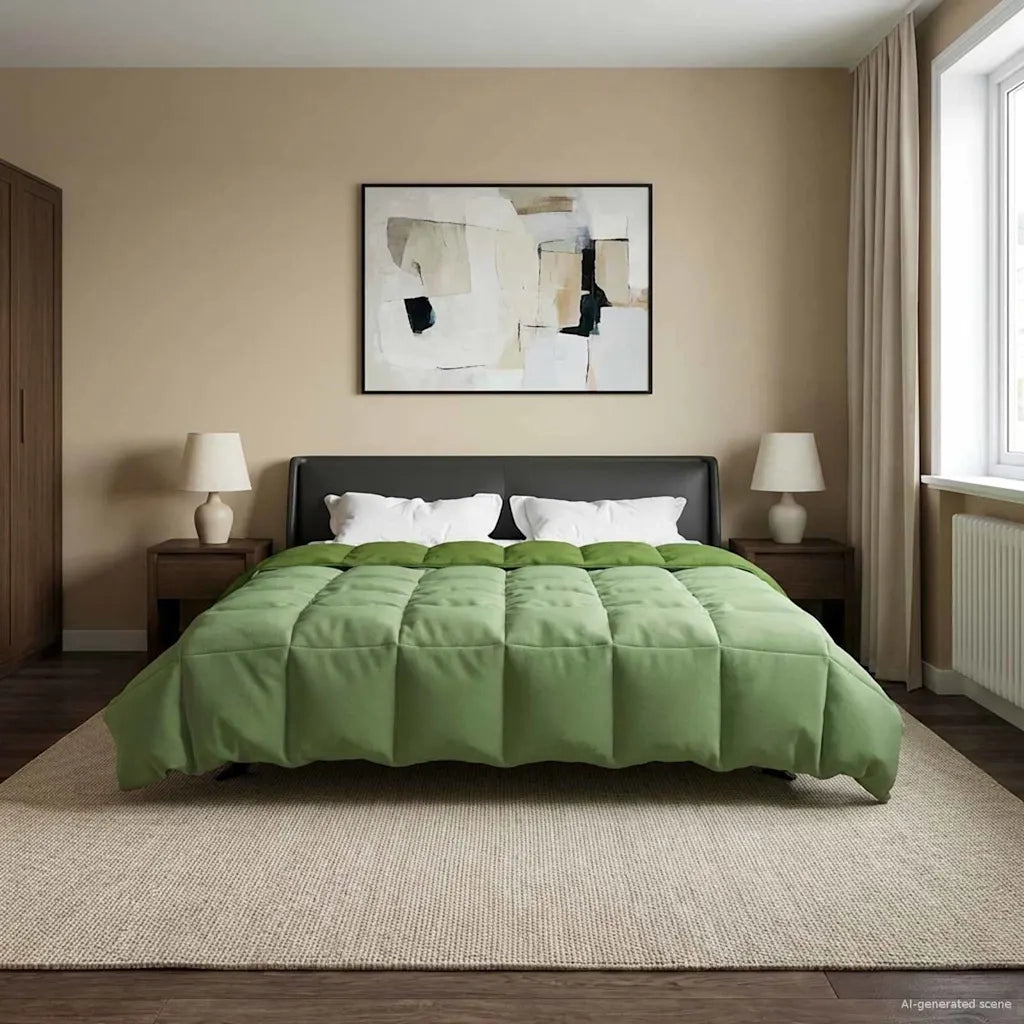 Duvet Estivo Trapuntato Verde 200 x 220 cm Microfibra 42025961