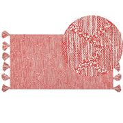 Tappeto rosso 80 x 150 cm cotone motivo geometrico soggiorno camera da letto