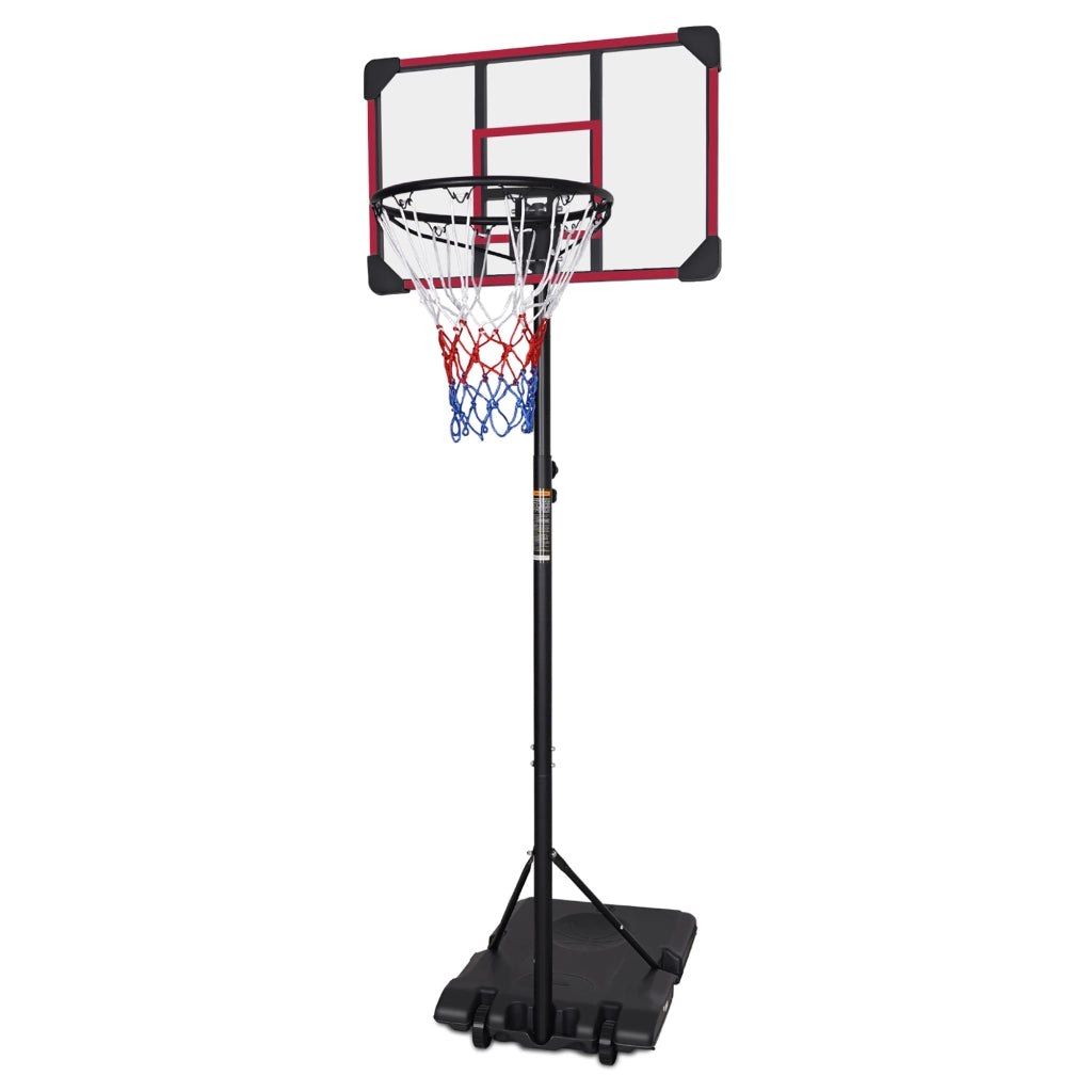 Canestro da basket regolabile in altezza con ruote per interni ed esterni in PE rattan e ferro nero e rosso