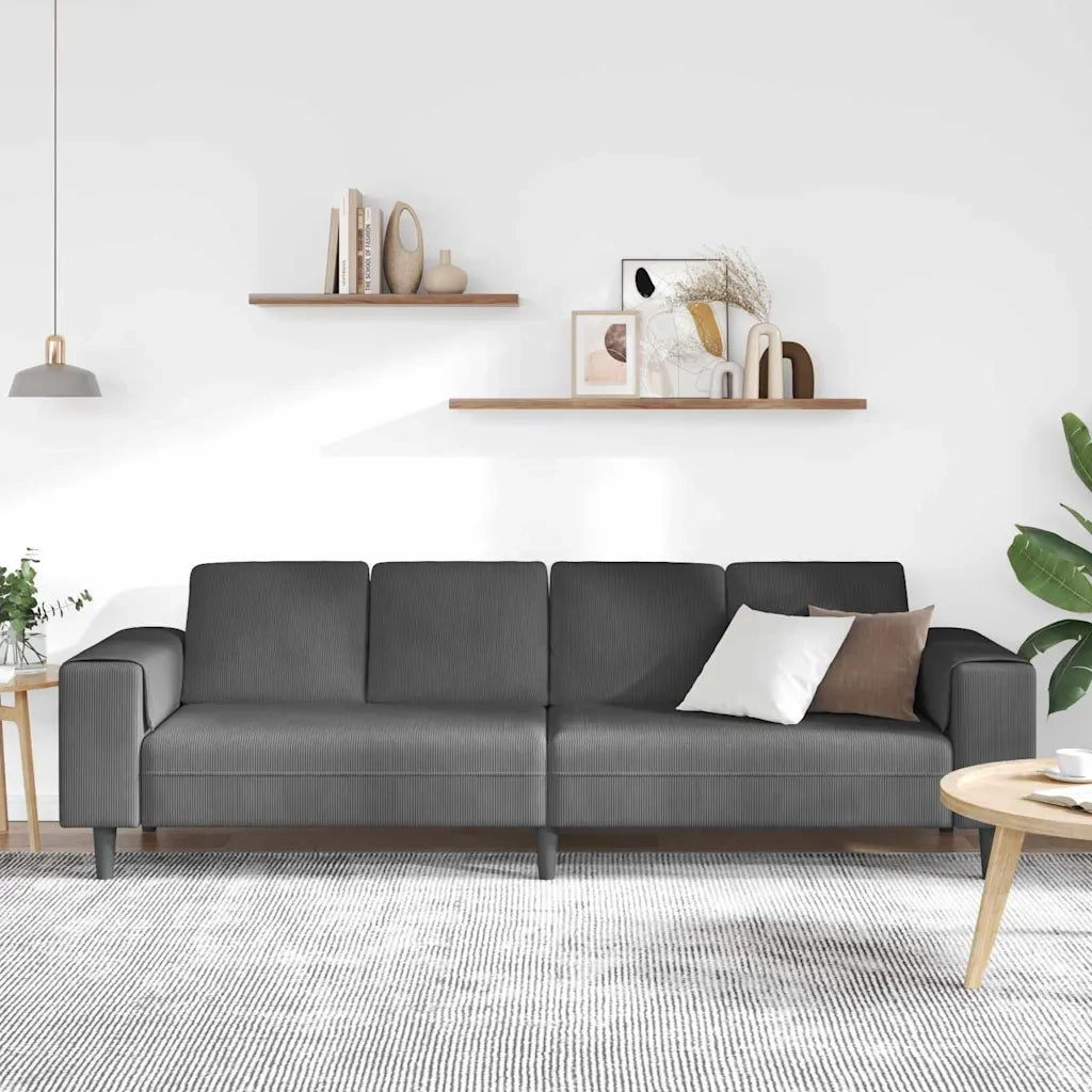 Divano-Sofa-Divanetto Grigio scuro 250 x 77 x 76 cm Tessuto in Cords