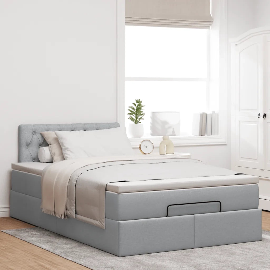Pouf Letto con Materasso Grigio Chiaro 120x190 cm in Tessuto 3311525