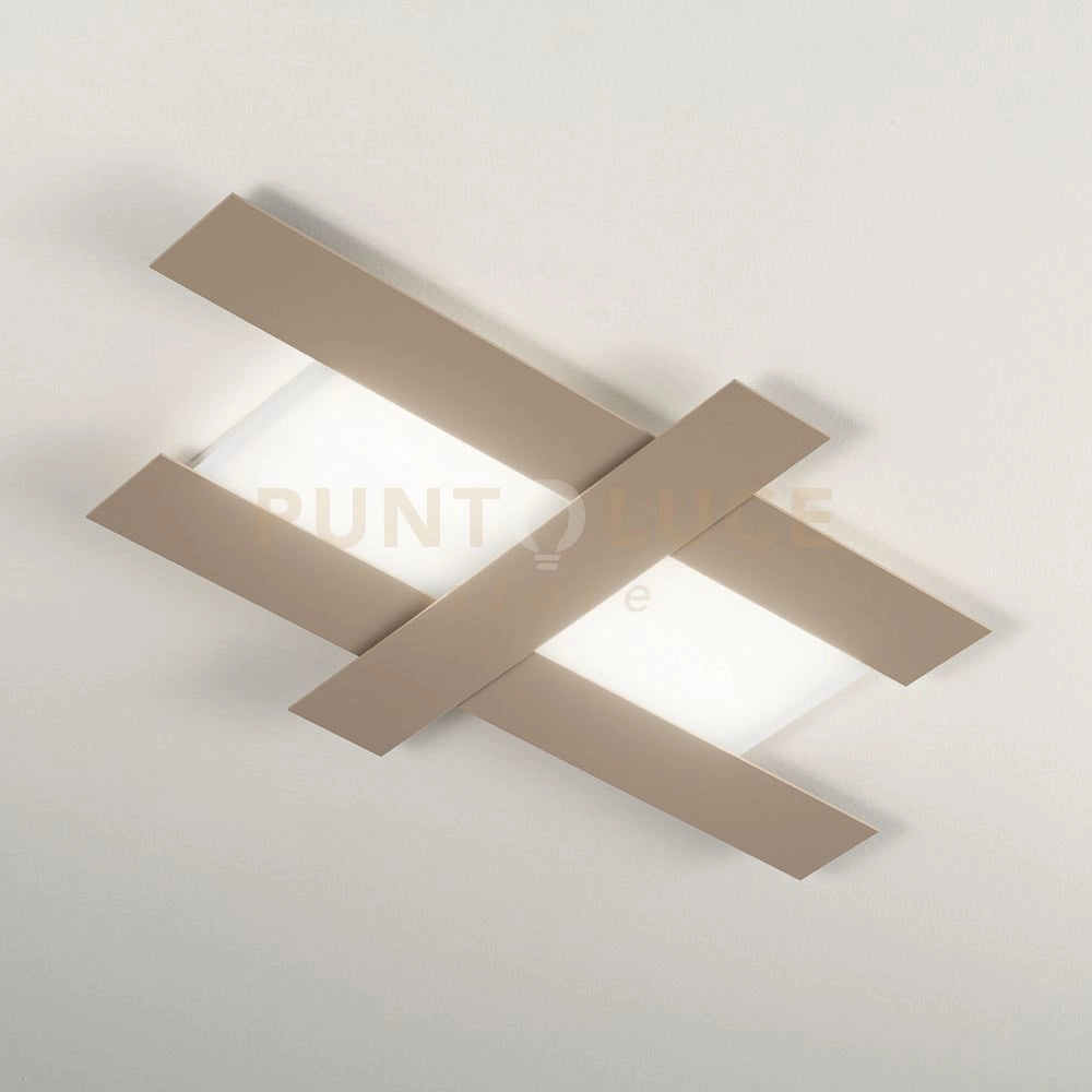 DOHA P/G - APPLIQUE COLORE TORTORA IN ALLUMINIO E METACRILATO A LED 3000K 4470LM 50W 104X63CM