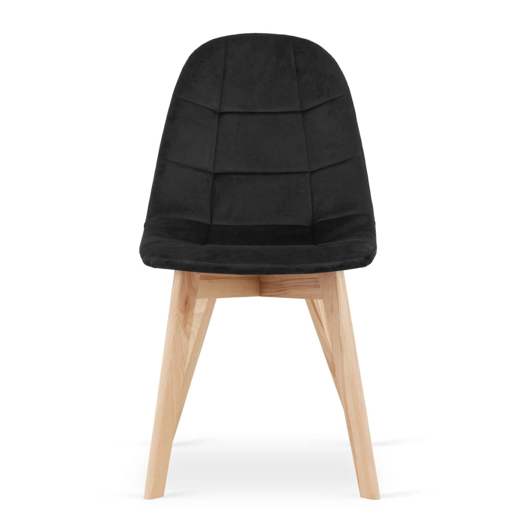 Set di 2 sedie Bora in velluto nero con gambe in faggio