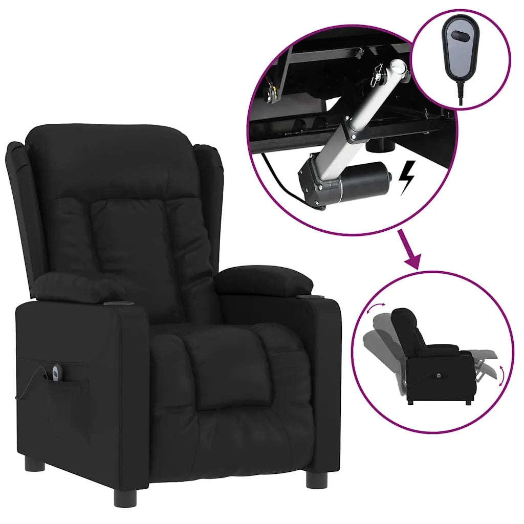 Divano Sedia-Poltrona Reclinabile Elettrica Nera in Similpelle 456412