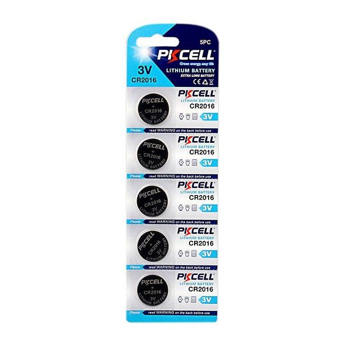 Pkcell batterie CR2016 3 volt blister 5 pezzi