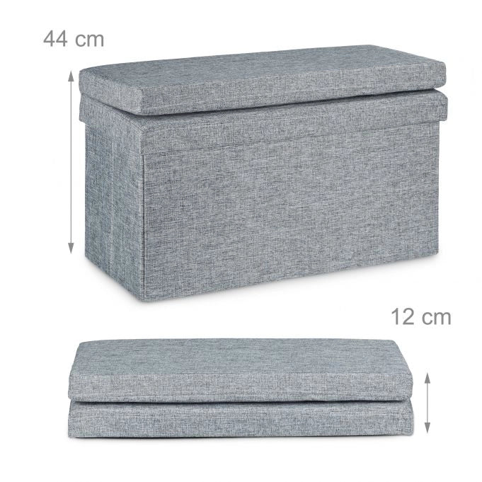 Pouf/pouf contenitore pieghevole per biancheria 76cm grigio 13_0002782