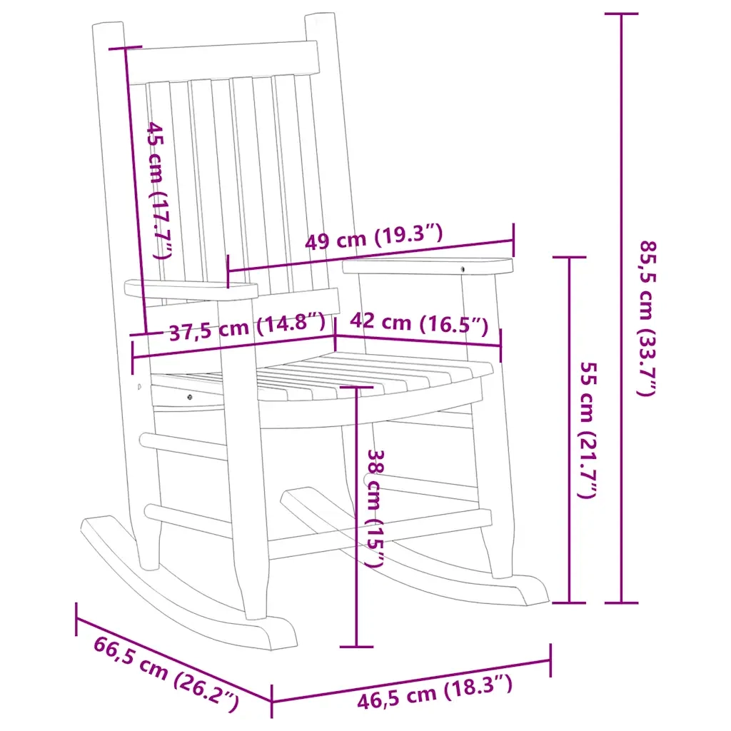 Sedia a Dondolo per Bambini nera in Legno Massello di Pioppo CFW7252229