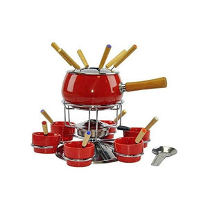 Eva Fonduta Smaltata Rossa Lucida Set Pezzi 23