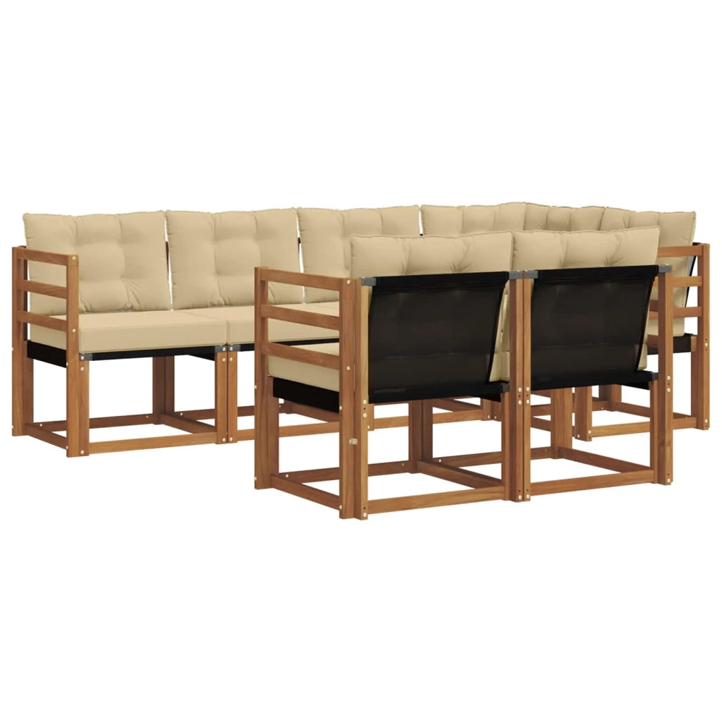 Set di divani da esterno con cuscino 7 pcs Naturale e Beige 3368752