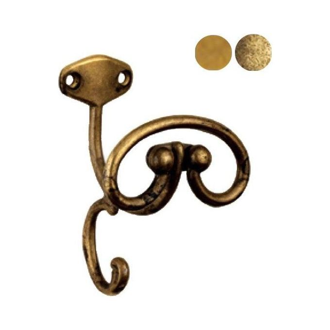 Metal Style Appendiabiti da parete in ottone Antico 7,5x10,6