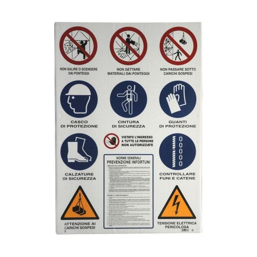 Cartello Cantiere 11 Simboli 98X138 Plastica