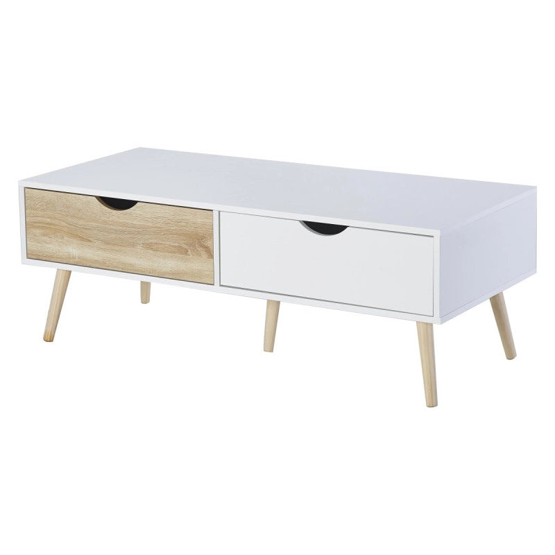 Tavolino Bolt 2 Cassetti 120x54x34 Bianco/naturale