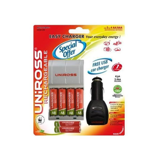 Nikon 830241 Uniross Caricabatteria 4 Stilo 2 Ministilo con Car adapter