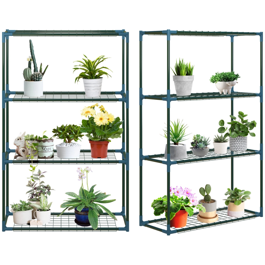 Scaffale piante ¨C zephmum ¨C 2 pezzi, 4 ripiani, verde, 70x27x110 cm