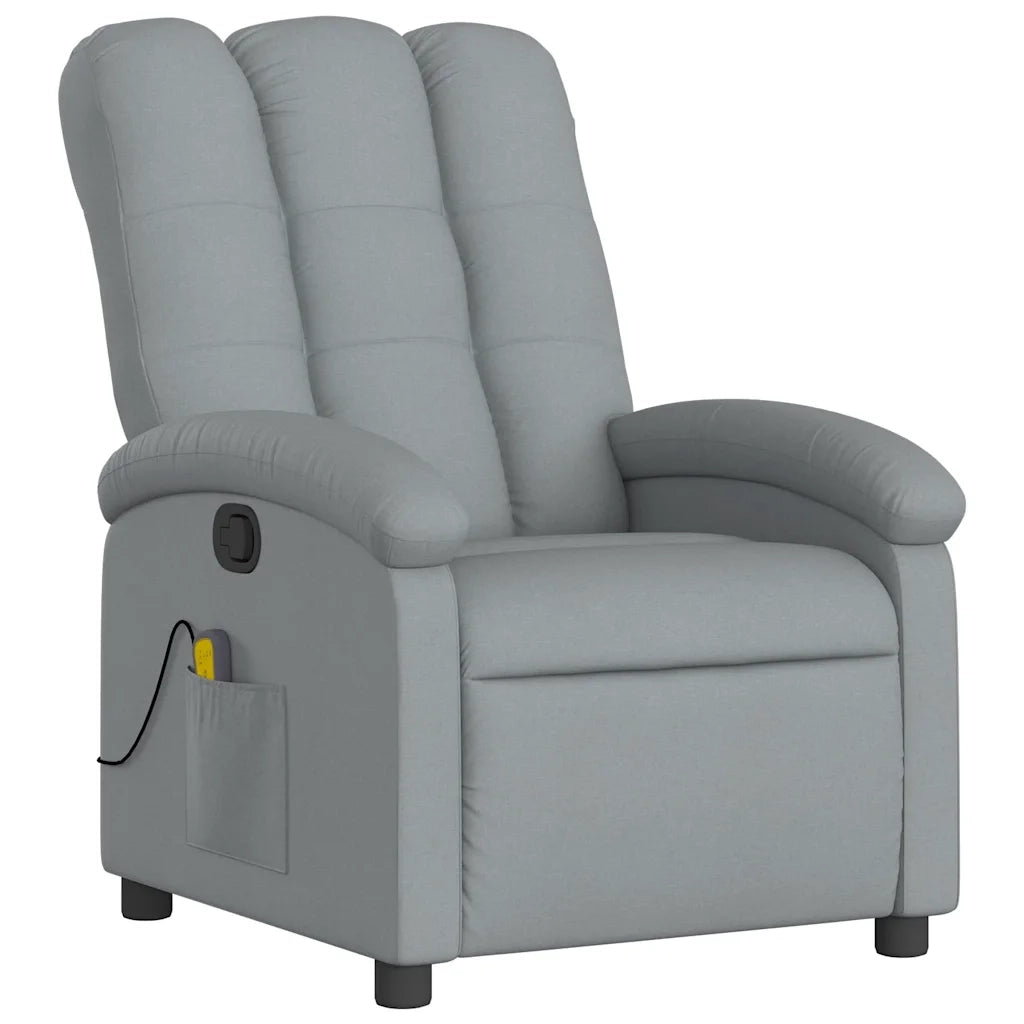 Poltrona Massaggiante Reclinabile Grigio Chiaro in Tessuto 371739