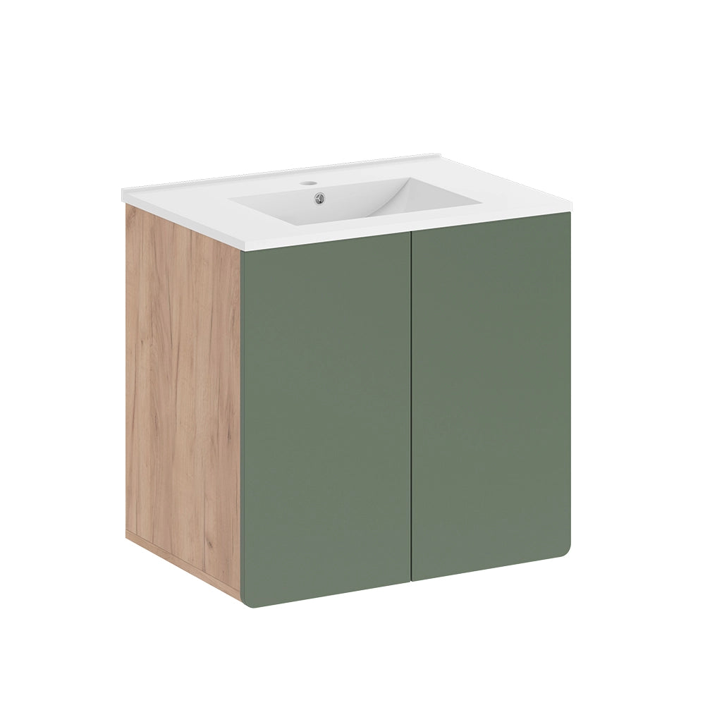 Vicco Set di mobili da bagno Goldkraft rovere/verde
