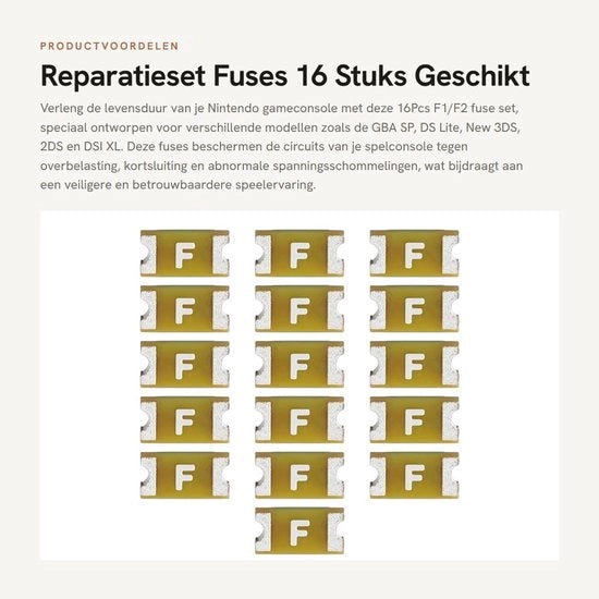 Kit di riparazione fusibili - 16 pezzi - Adatto per Nintendo GBA SP e DS Lite - Accessori elettronici - Per 3DS 2DS DSI XL - Incluso divellente e istruzioni