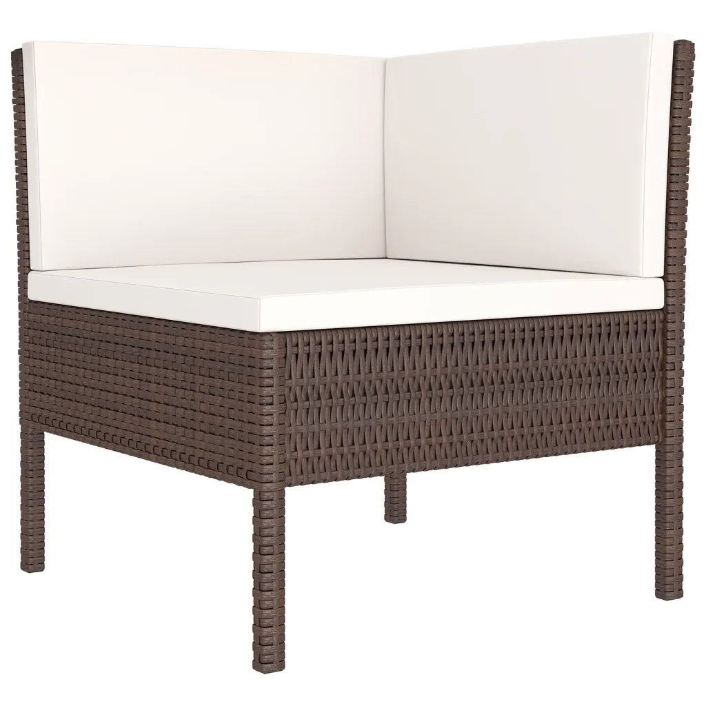 Set Divani da Giardino 5 pz con Cuscini in Polyrattan Marrone cod mxl 38334