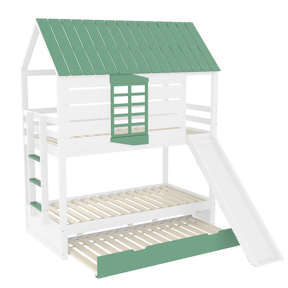 Letto casa bambini - Xylo - 90x200 cm scivolo verde