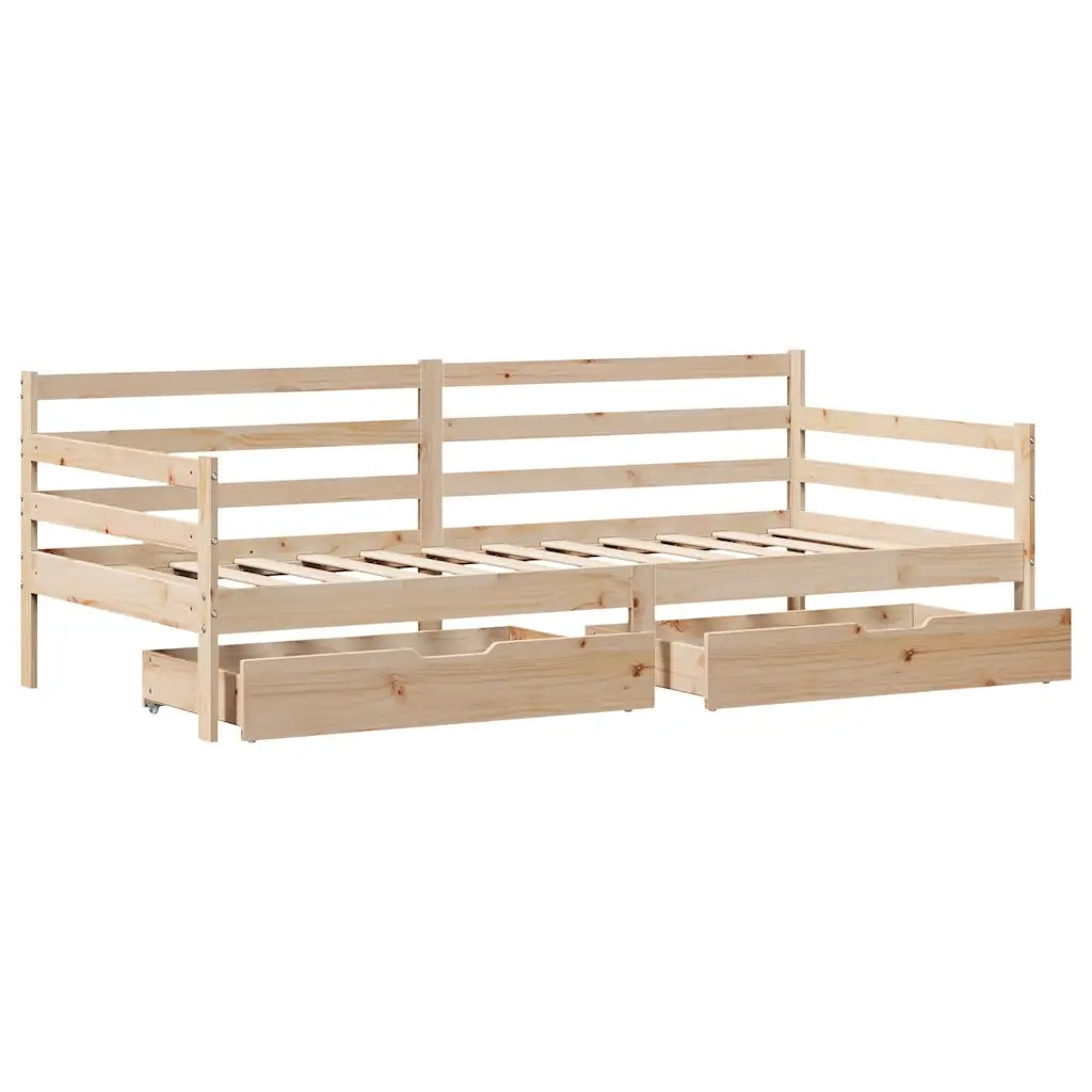 Dormeuse con Cassetti Bianca 80x200 cm Legno Massello di Pino
