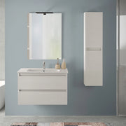 Mobile bagno sospeso 80 cm rovere bianco con pensile H 125 Nadia