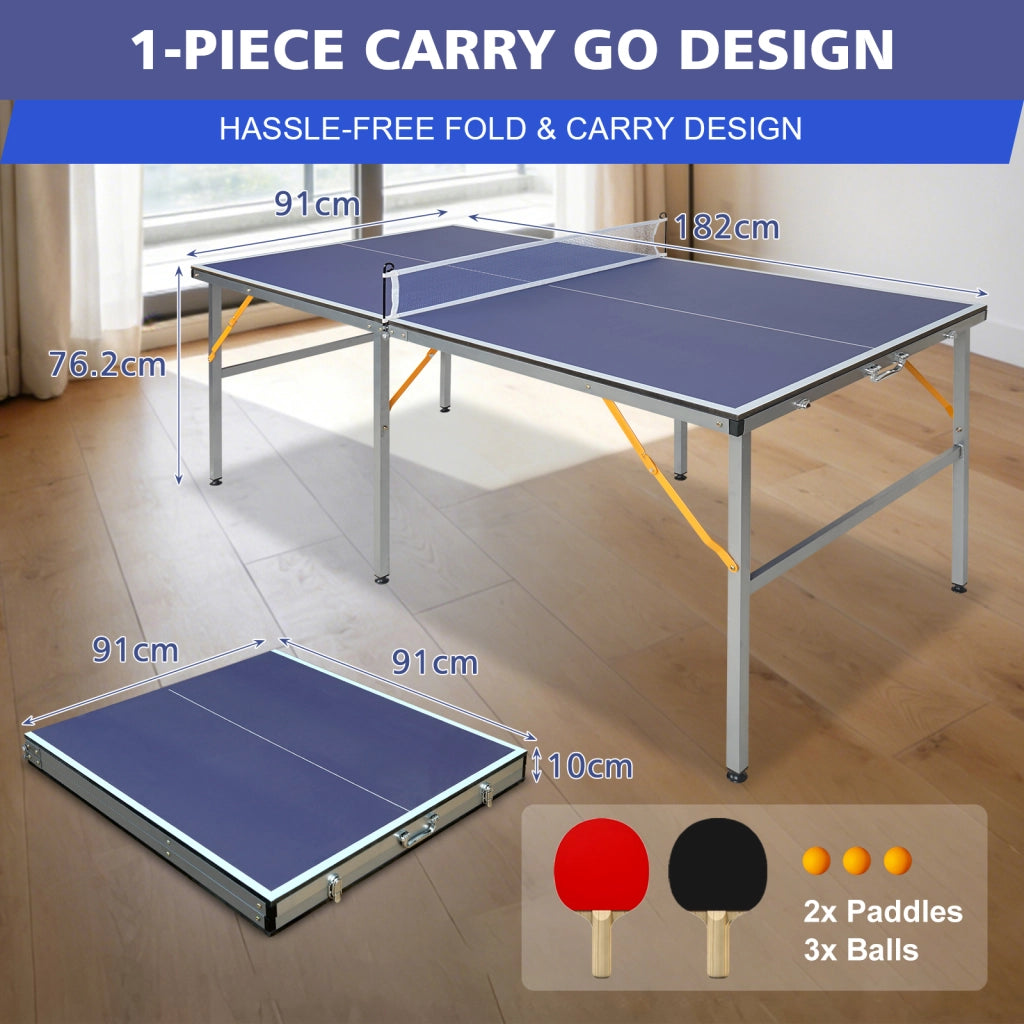 TAVOLO da ping pong pieghevole 182x91x76.2 cm Blu MDF e acciaio