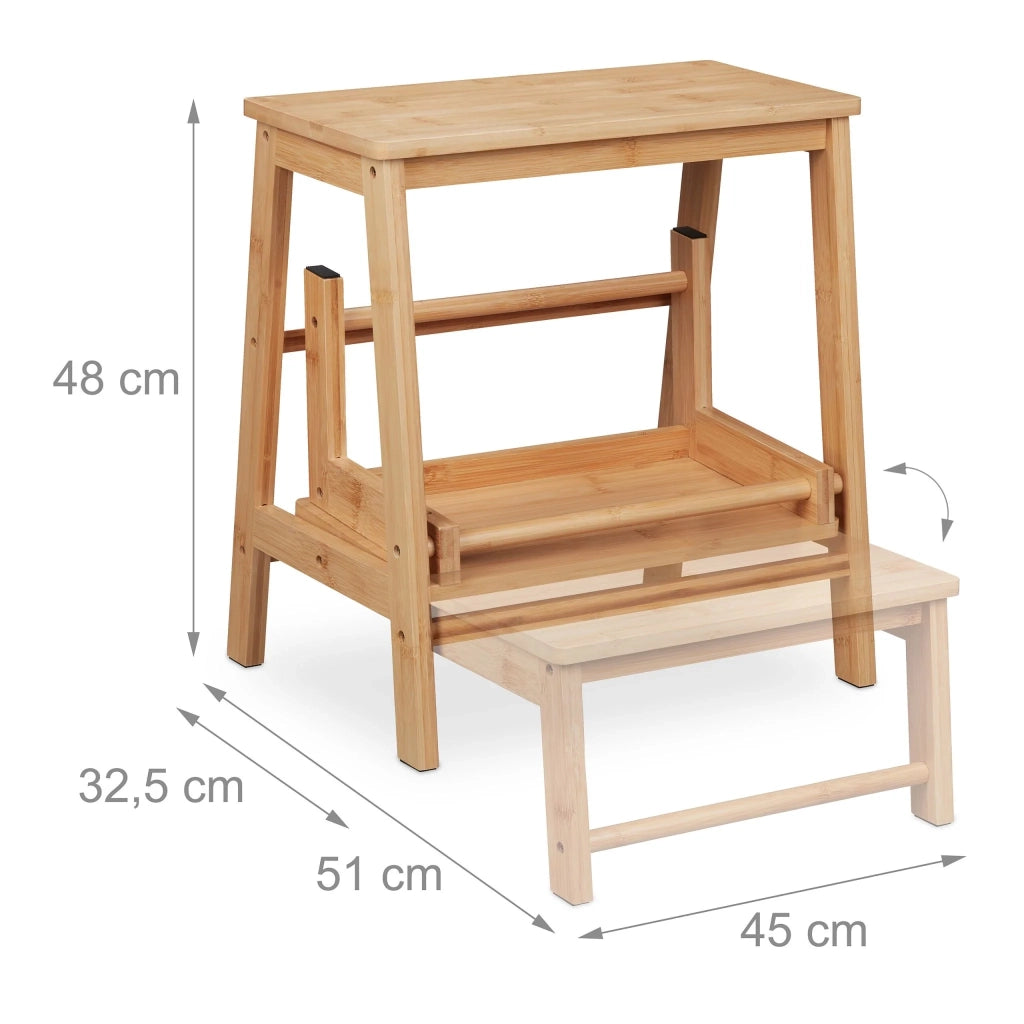 Pratico sgabello pieghevole per bambini bagno 80 x 36 x 36 cm in bambù naturale 13_0014261