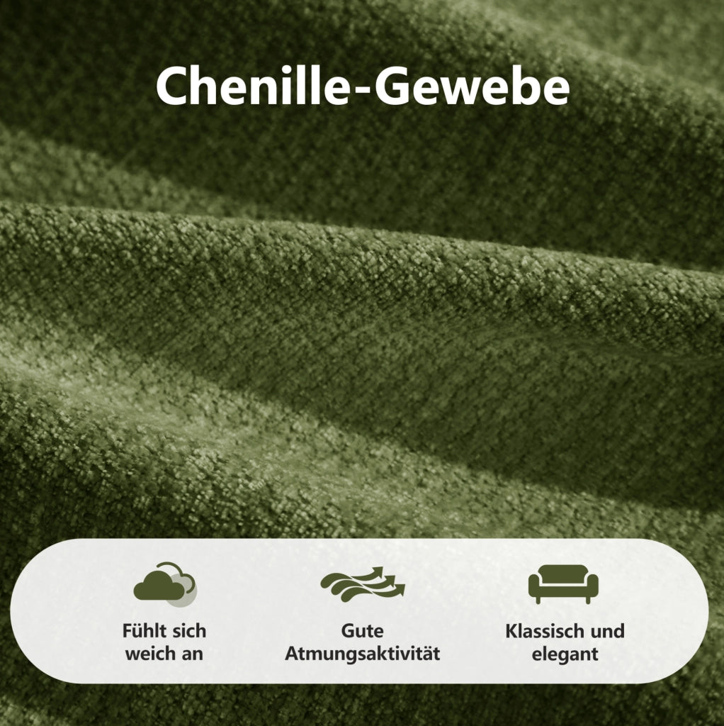 Divano modulare in chenille; 334x160x68 cm; verde