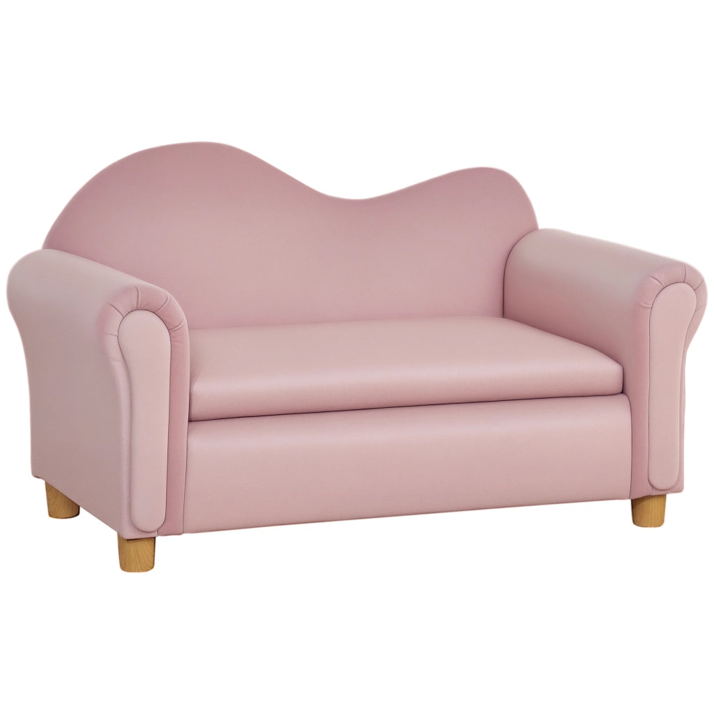 Divanetto bambini con cassetti ¨C Zephmum ¨C 84x41,5x48,5 cm rosa