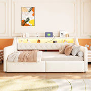 Letto divano 90 × 200 cm con contenitore idraulico, LED, USB e Type C, senza materasso, beige moderno