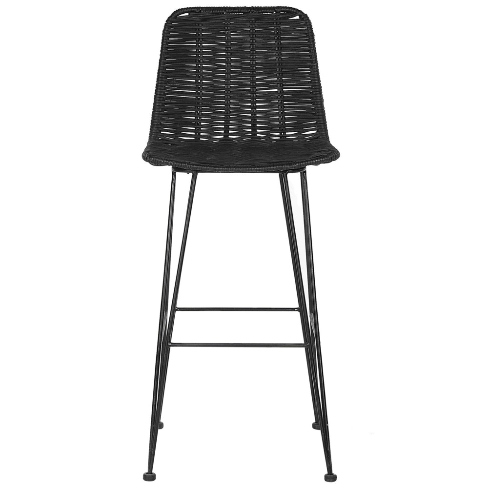Set di sedie da bar per cucina e sala da pranzo in rattan rustico boho nero